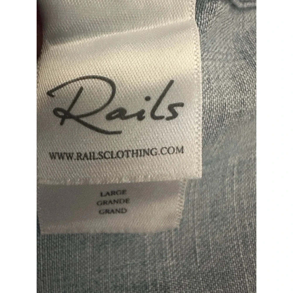 RAILS Val Vintage Floral Patch Chambray Blue Button Down Tie Up Shirt sz.Large - Picture 10 of 10